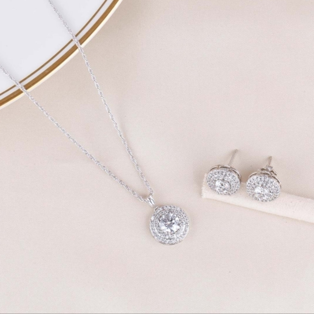 NEW NICOLA PARISI FINE SILVER PLATED CUBIC ZIRCONIA SET